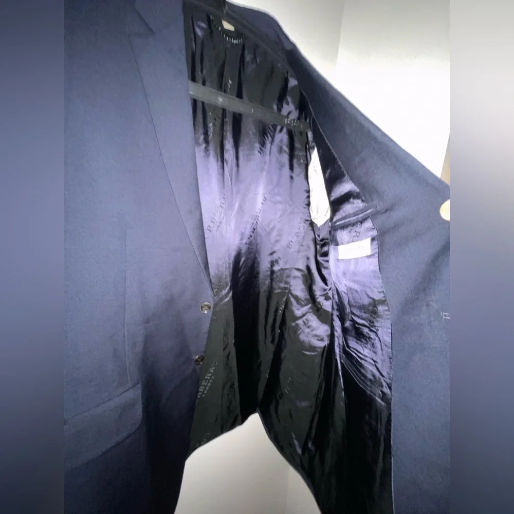 Wool Burberry Blue Blazer with Notch Lapels and Wool Blend - Picture 11 of 17